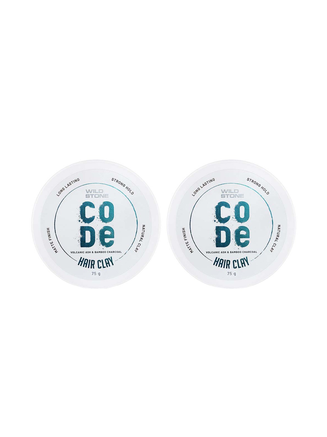 

Wild stone Men Set of 2 Code Matte Finish Hair Styling Clay with Volcanic Ash - 75 g Each, White