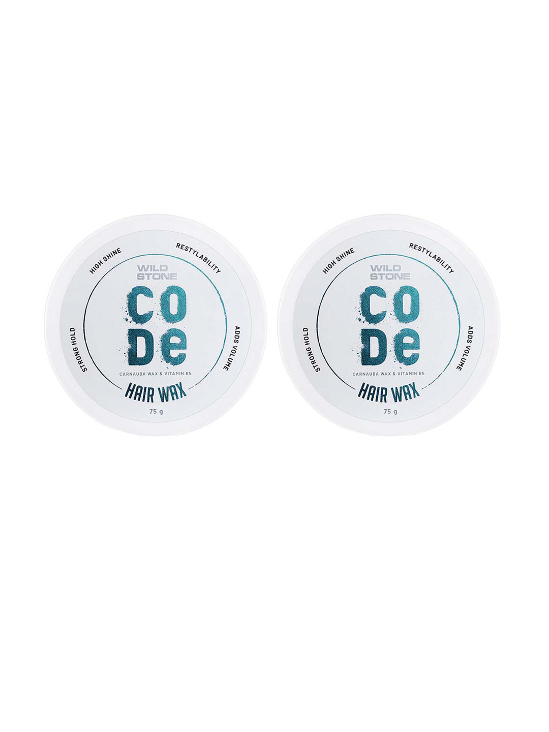 

Wild stone Men Set of 2 Code Strong Hold Hair Styling Wax with Carnauba Wax - 75 g Each, White