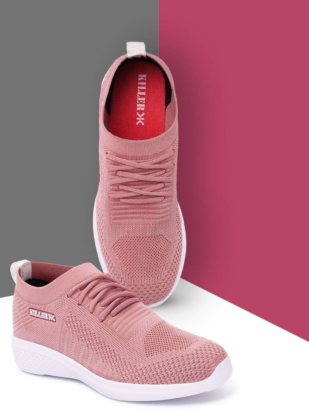 

Killer Women Pink Woven Design Sneakers