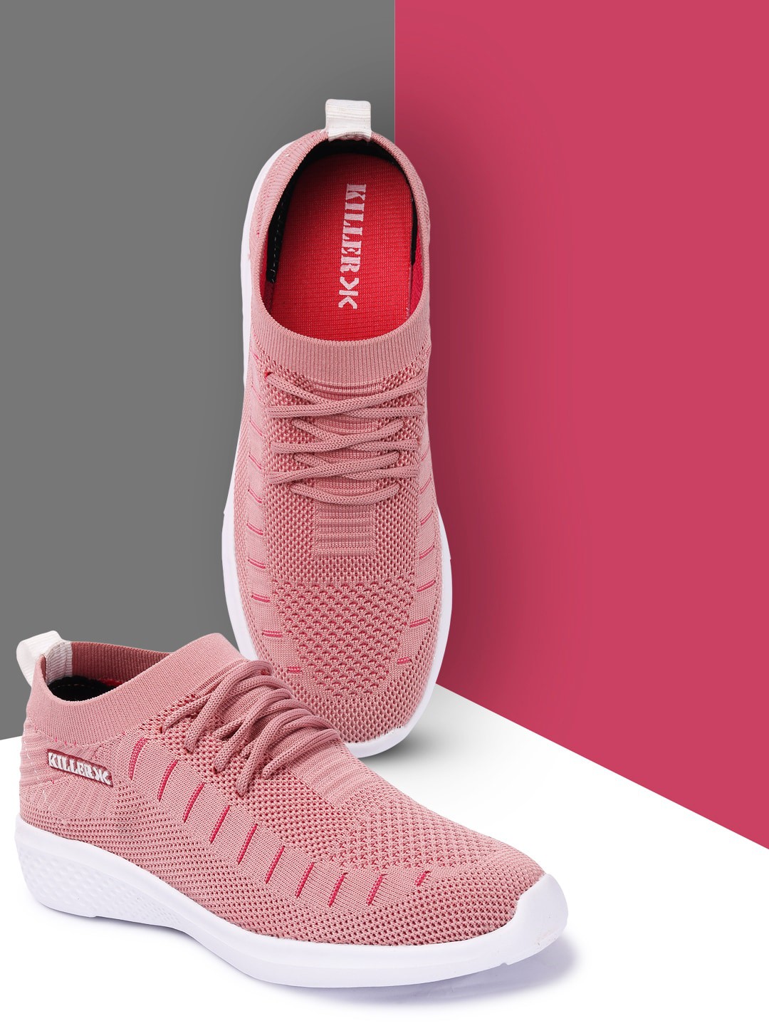 

Killer Women Pink Woven Design Sneakers