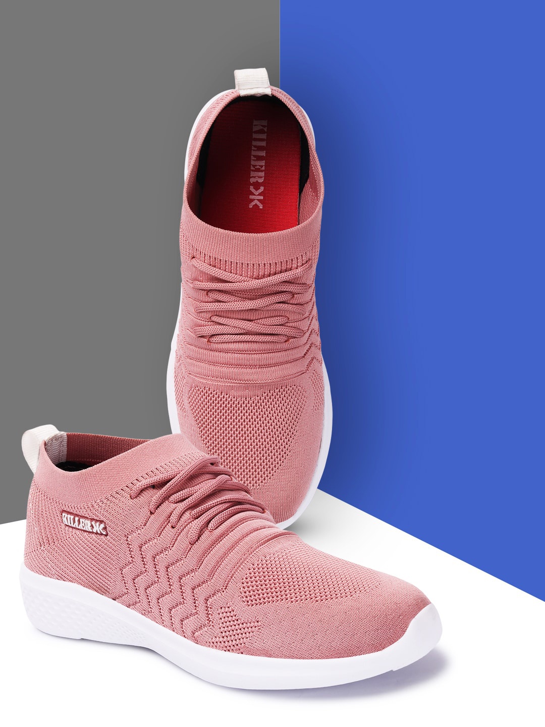 

Killer Women Pink Woven Design Sneakers