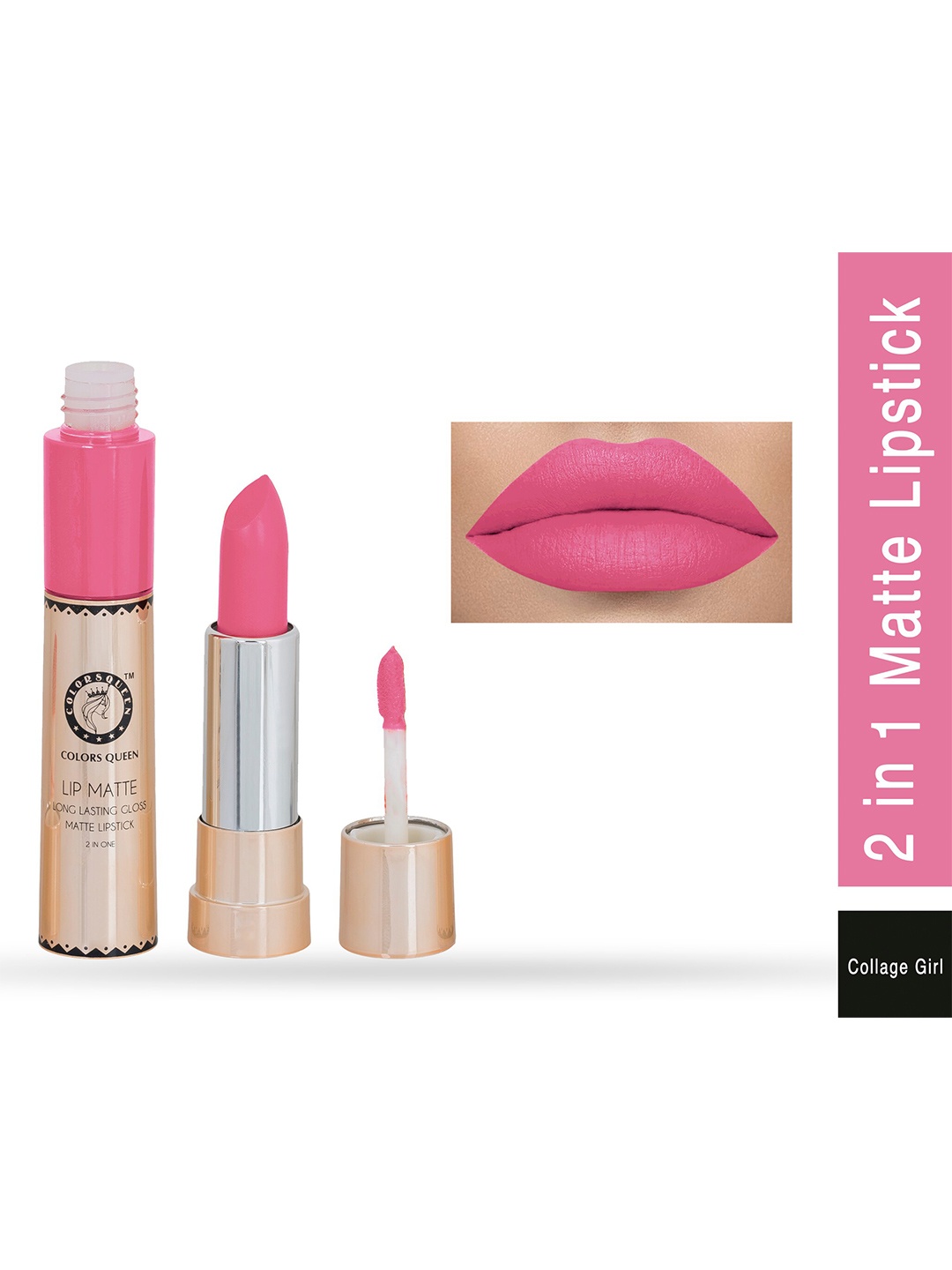 

Colors Queen Long Lasting 2 in 1 Matte Lipstick 8 g - Collage Girl, Pink