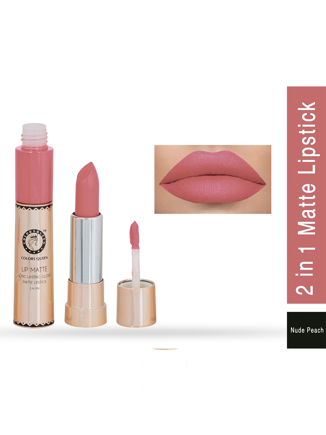 

Colors Queen 2-in-1 Lip Matte Long-Lasting Lipstick 8g - Nude Peach