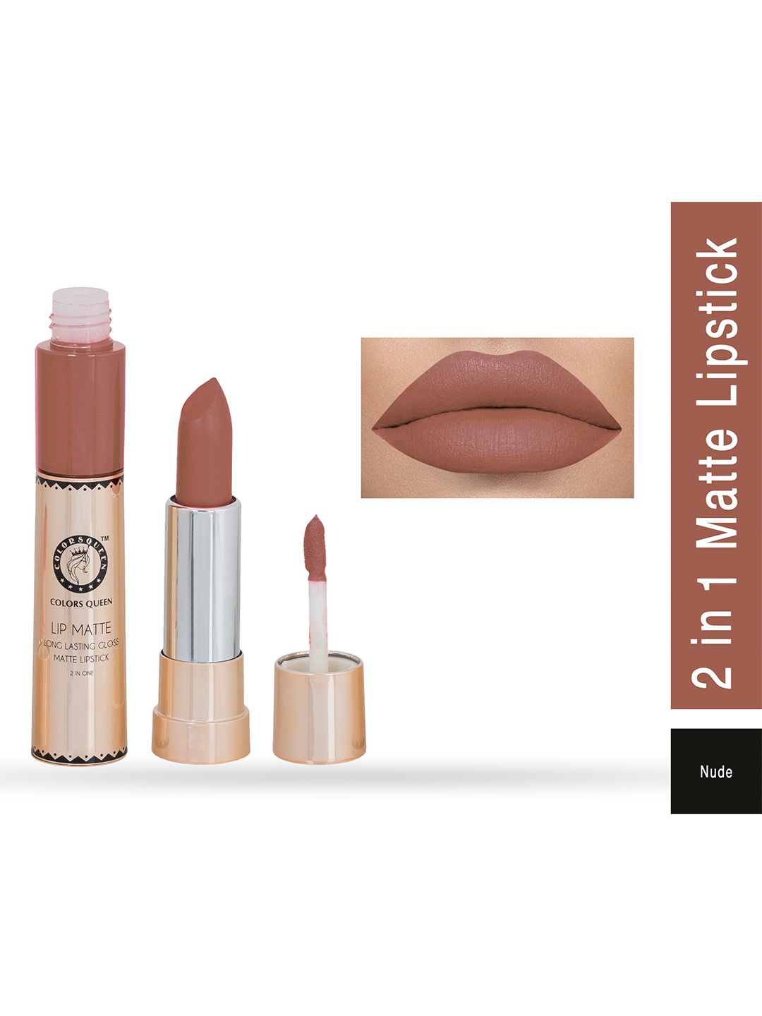 

Colors Queen Lip Matte Long Lasting 2 In 1 Gloss Matte Lipstick 8g, Nude