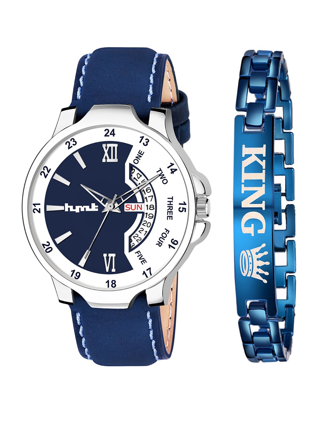 

HYMT Men Blue Dial & Blue Leather Bracelet Style Straps Analogue Watch HMTY-5601
