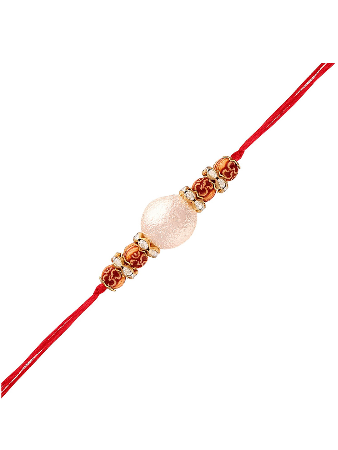 

I Jewels Men Gold-Plated White Pearl Beads Rakhi