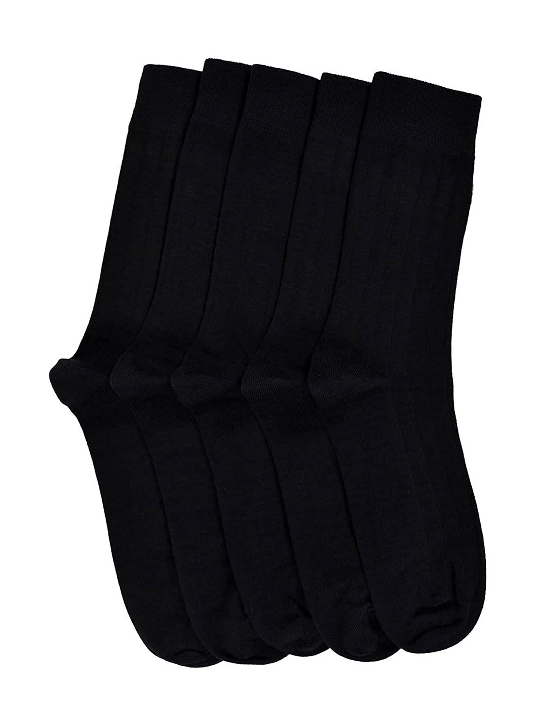 

VINENZIA Men Pack of 5 Black Solid Cotton Calf Length Socks