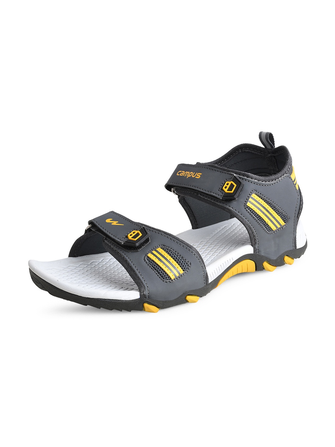 

Campus Men Grey & Mustard-Yellow Solid Sports Sandals