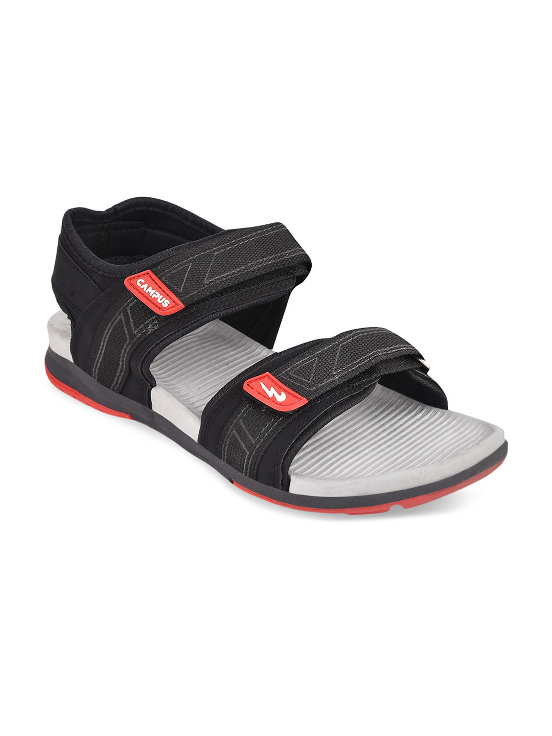 

Campus Men Black & Red Textured Sports Sandals