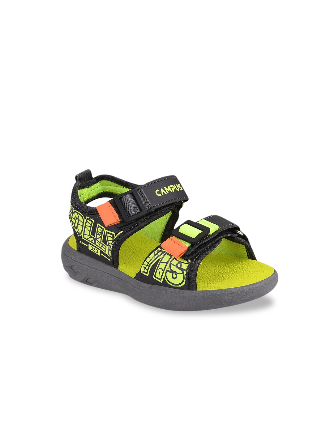 

Campus Kids Grey & Green Self-Design Sports Sandals