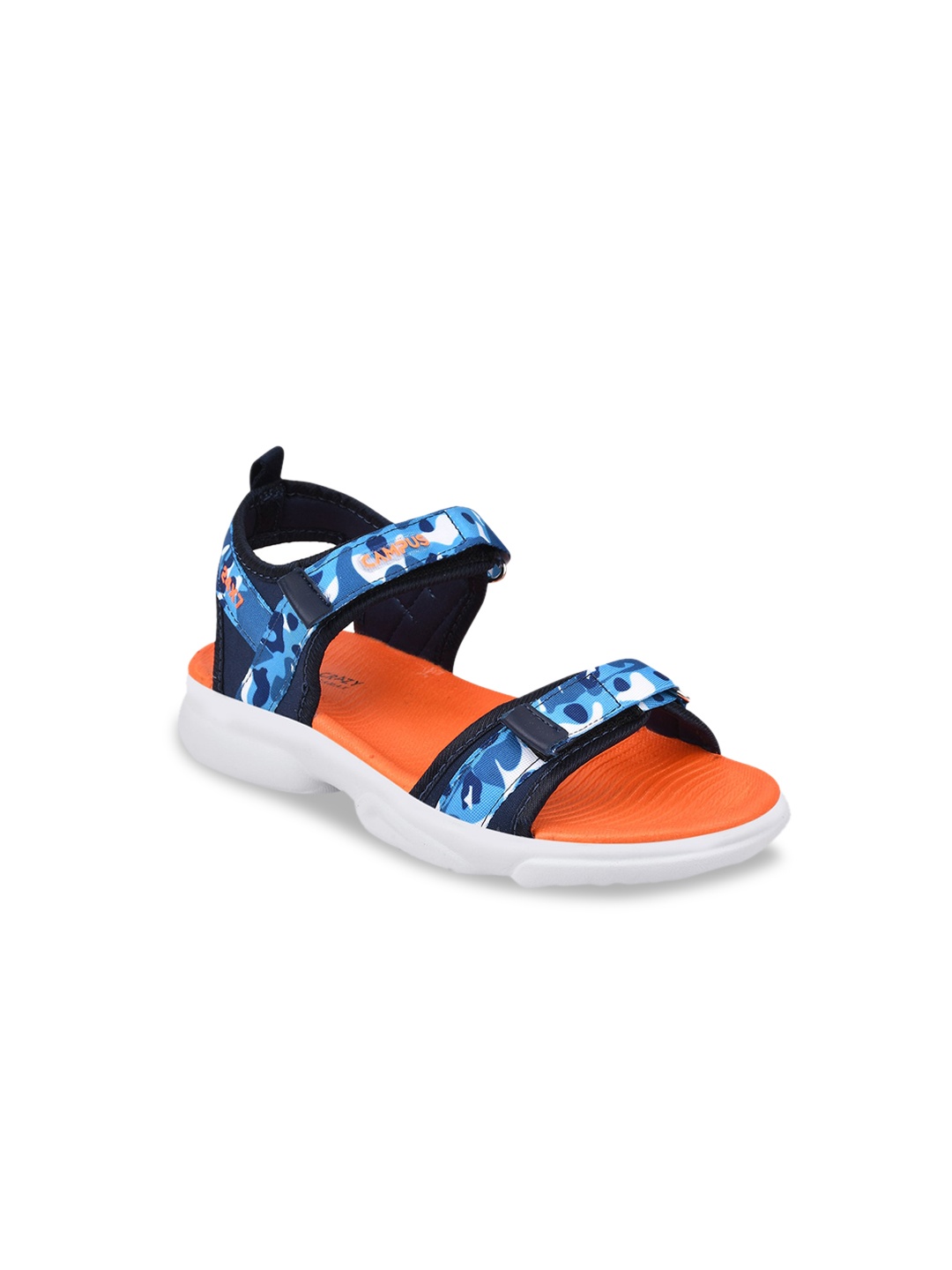 

Campus Kids Navy Blue & Orange Printed Sports Sandals