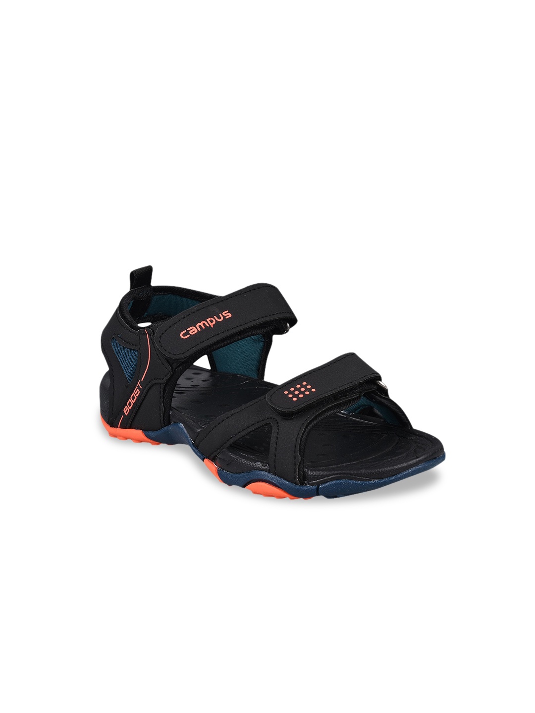 

Campus Kids Black & Orange Solid Sports Sandals