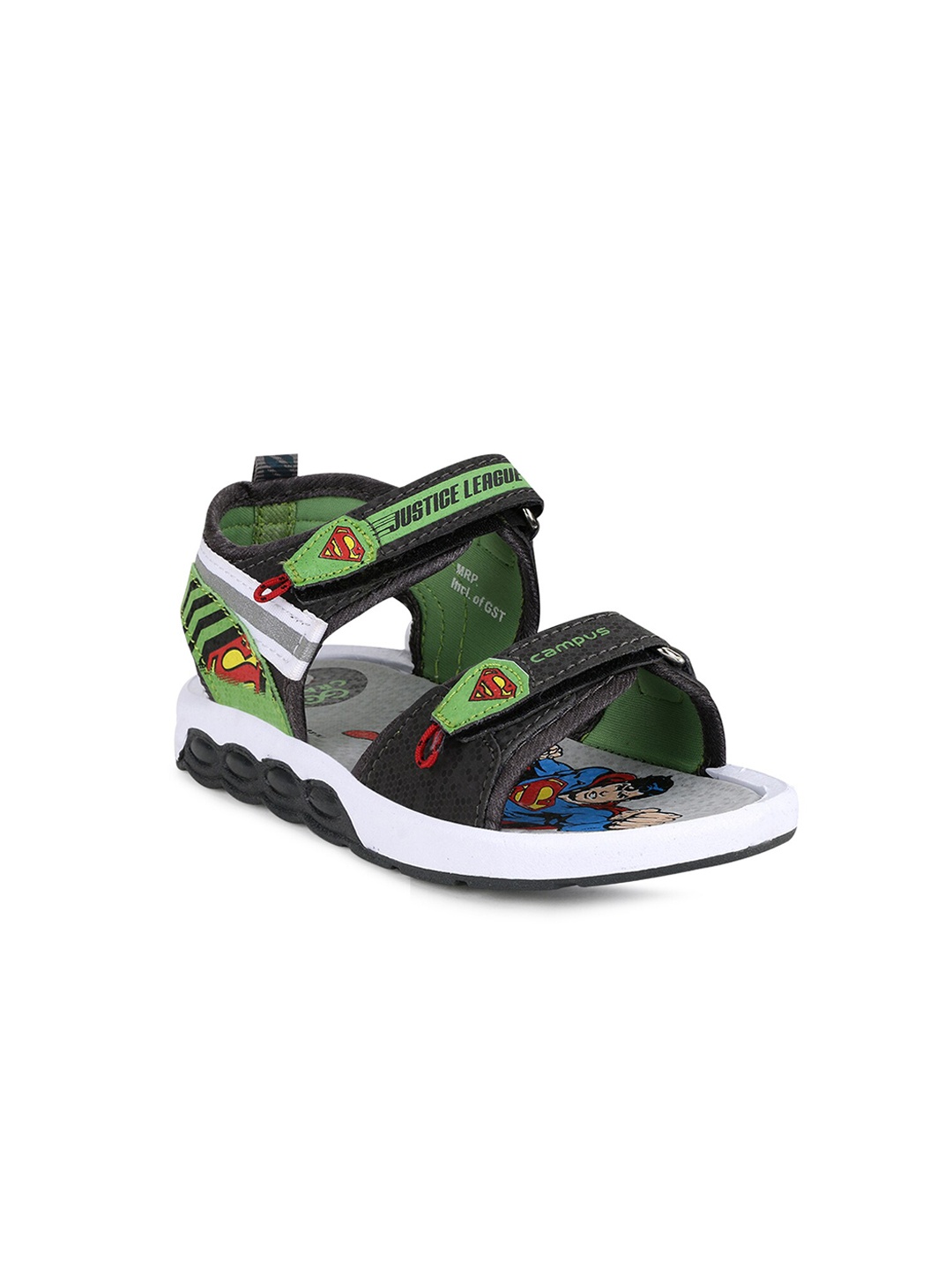 

Campus Kids Grey & Green Printed Sports Sandals