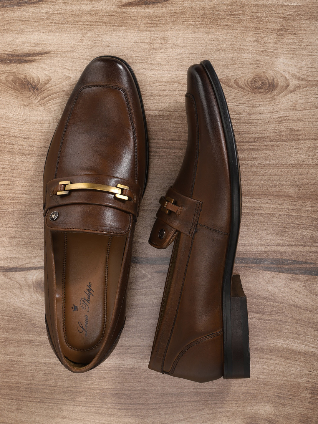 

Louis Philippe Men Brown Leather Loafers