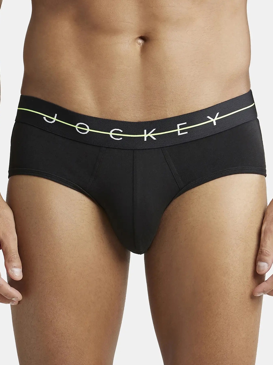 

Jockey Super Combed Cotton Stretch Solid Brief with Ultrasoft Waistband-NY15, Black