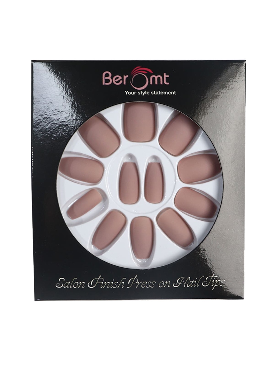

BEROMT 12 Pcs Long-Lasting Premium Matte Salon Finish Press On Nails - Shade 557, Brown