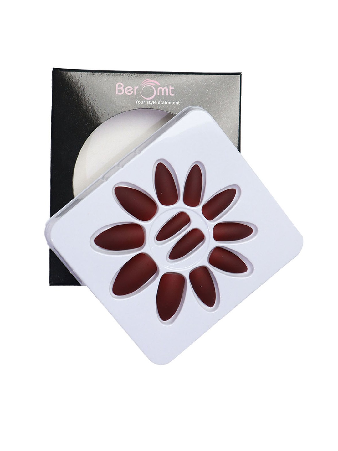 

BEROMT 12 Pcs Long-Lasting Premium Matte Salon Finish Press On Nails - Shade 431, Maroon