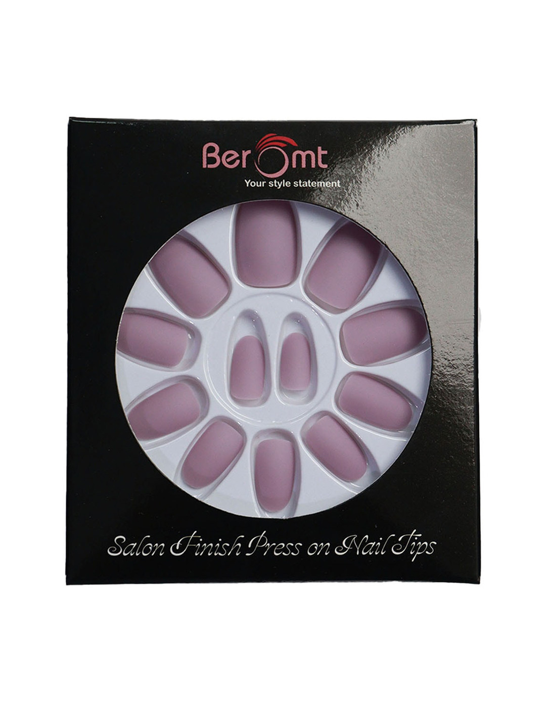 

BEROMT 12 Pcs Long-Lasting Premium Matte Salon Finish Press On Nails - Shade 514, Pink