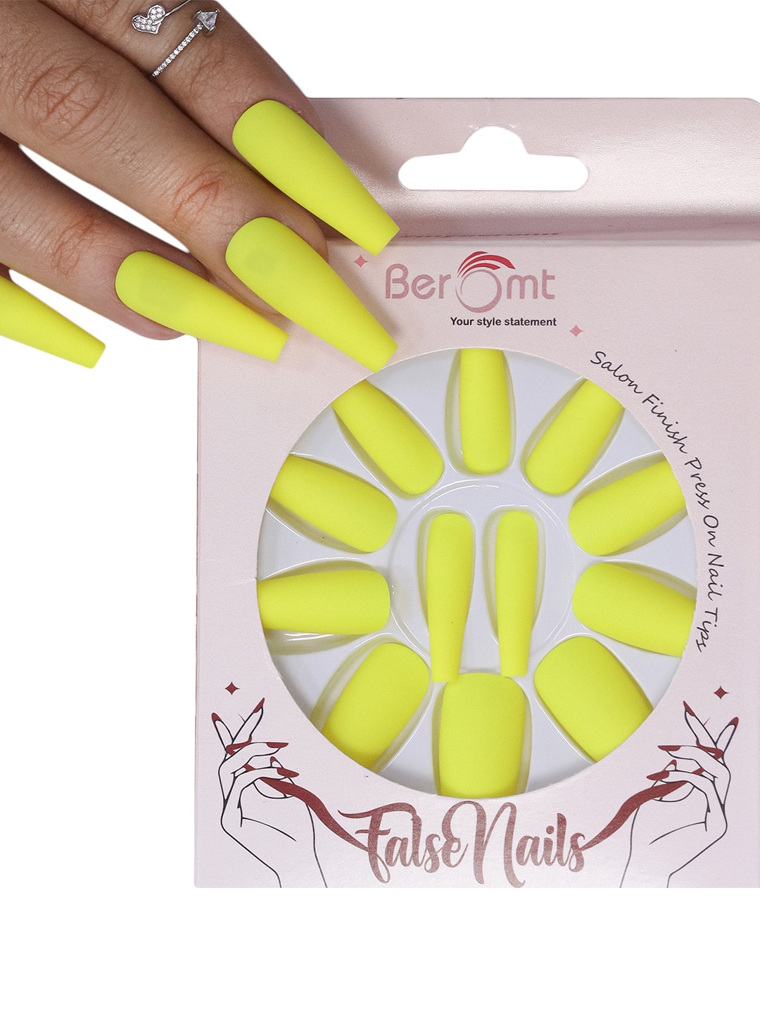 

BEROMT Salon Finish Premium Matte Press-On False Nail Tips Kit - Shade 532, Yellow