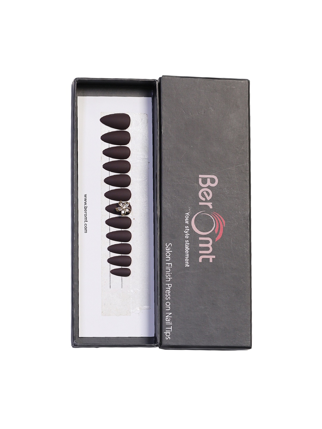 

BEROMT 12 Pcs Long-Lasting Reusable Lightweight Salon Finish Press on Nail Tips - 13, Black