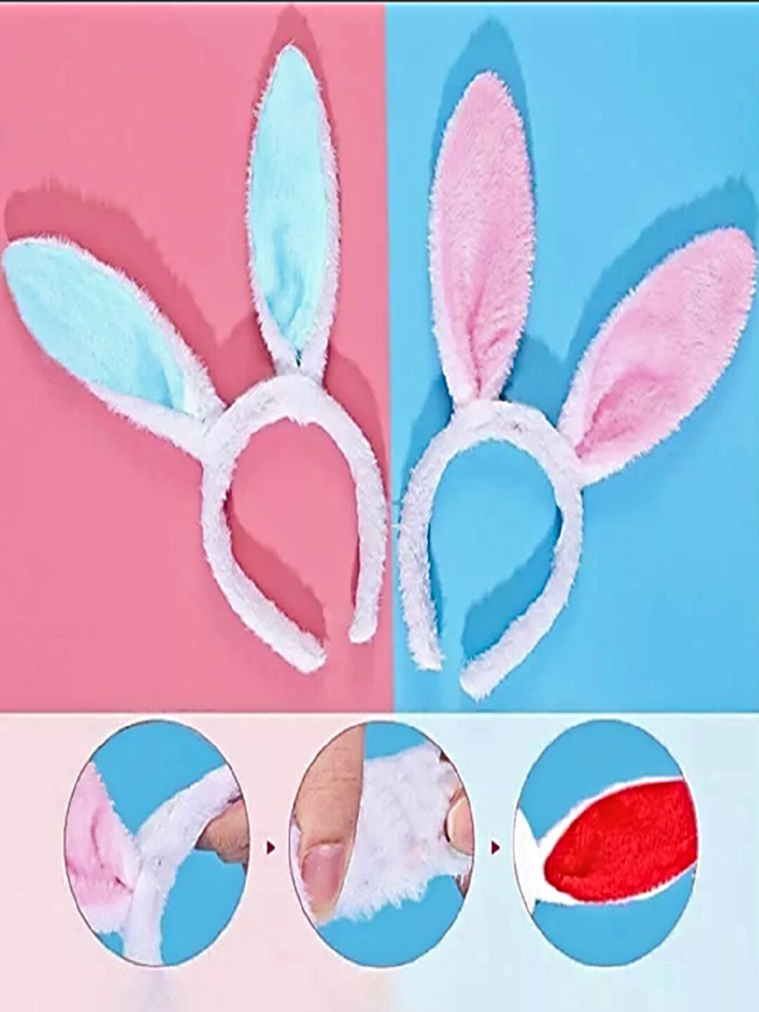 

Proplady Unisex Kids Pink & Blue Set of 2 Fur Hairband