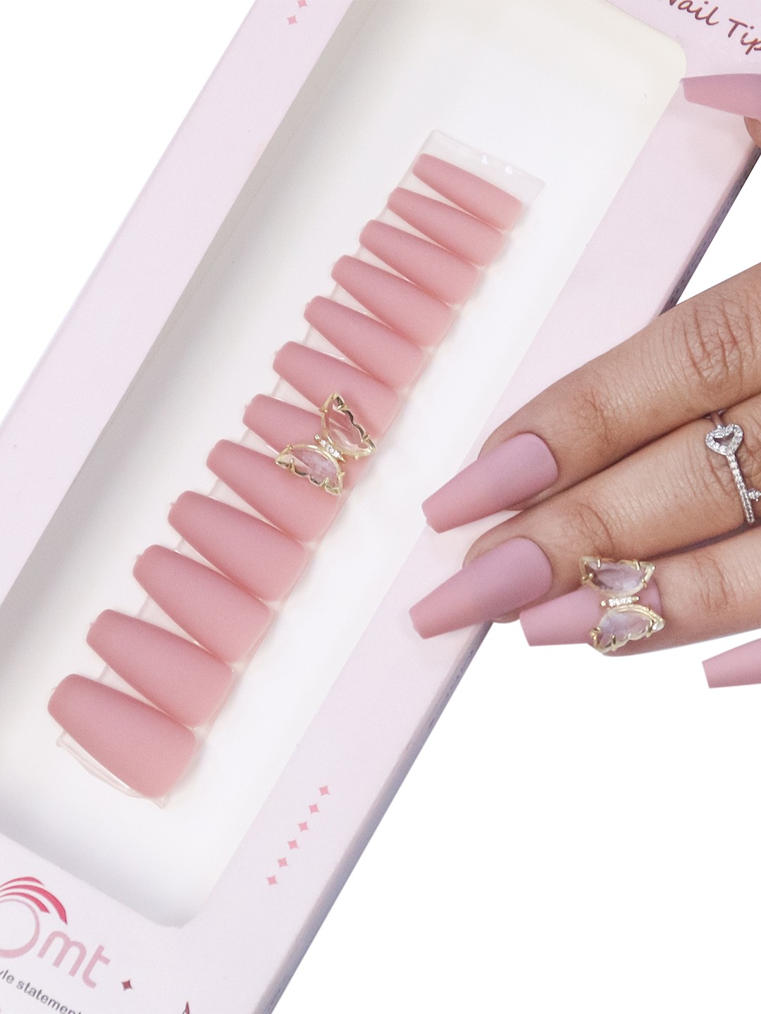 

BEROMT Salon Finish Butterfly Charm Press-On False Nail Tips Kit - Shade BFNC32BFC, Purple