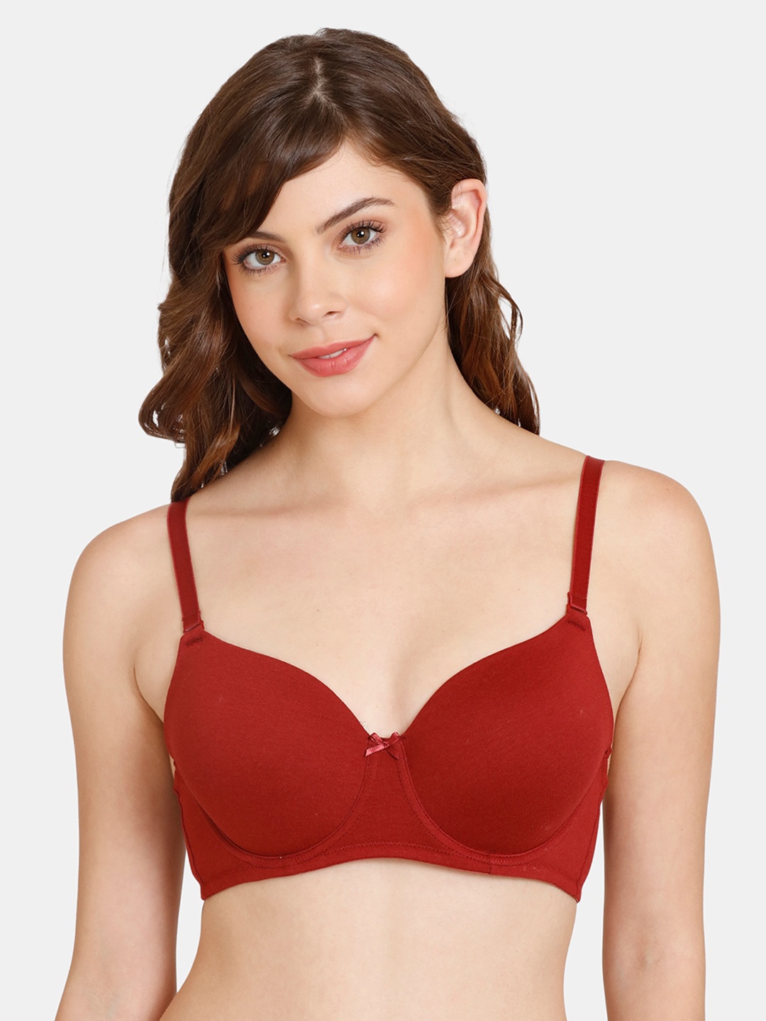 

Rosaline by Zivame Women Red Solid Underwired Medium Coverage Tshirt Bra