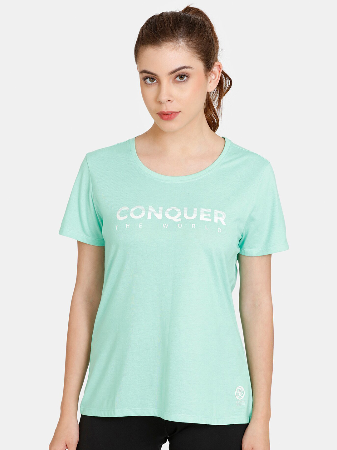 

Rosaline by Zivame Green & clearly aqua Print Top