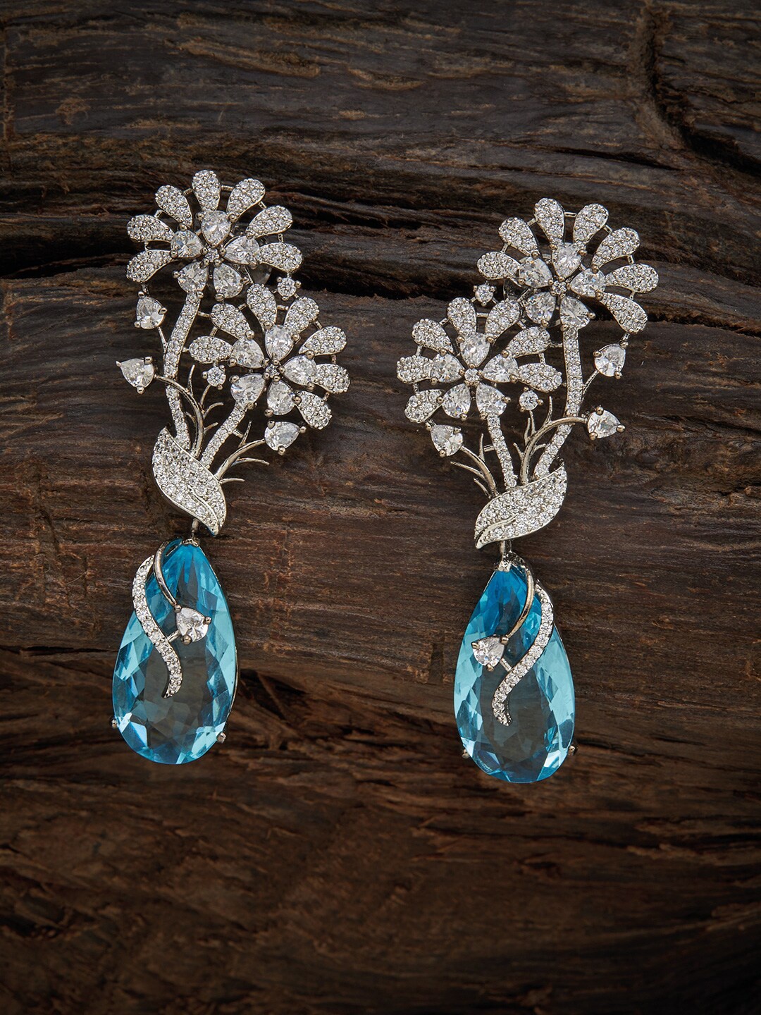 

Kushal's Fashion Jewellery Sea Green Floral Drop Earrings