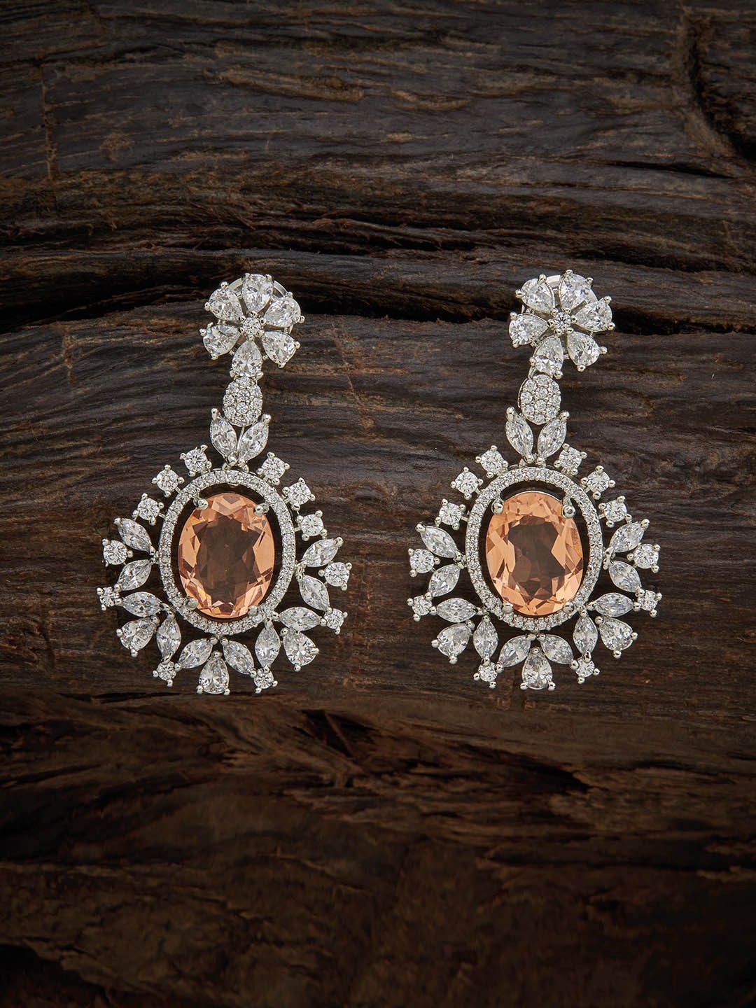 

Kushal's Fashion Jewellery Peach-Coloured Floral Drop Earrings