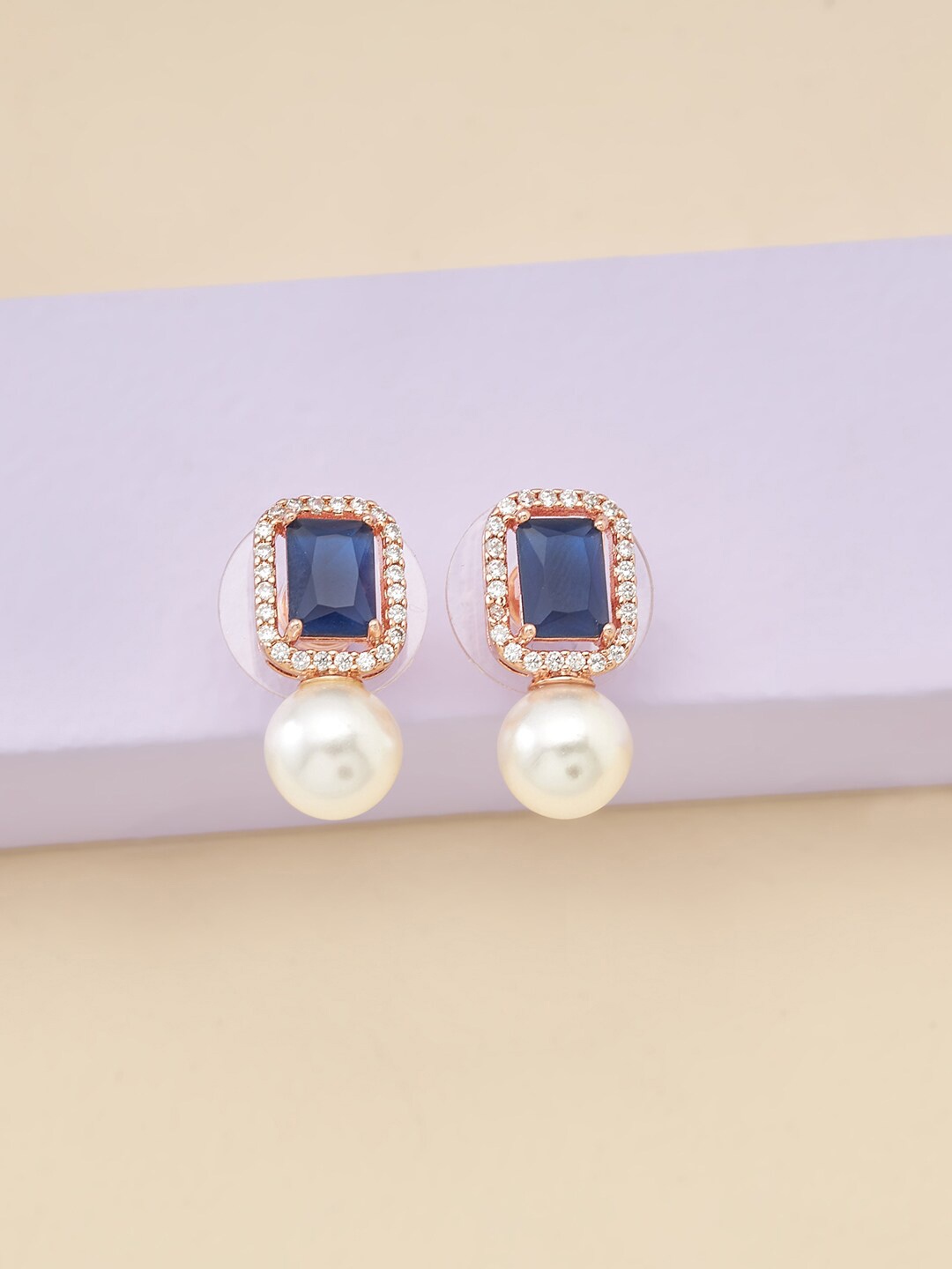 

Kushal's Fashion Jewellery Blue Spherical Studs Earrings