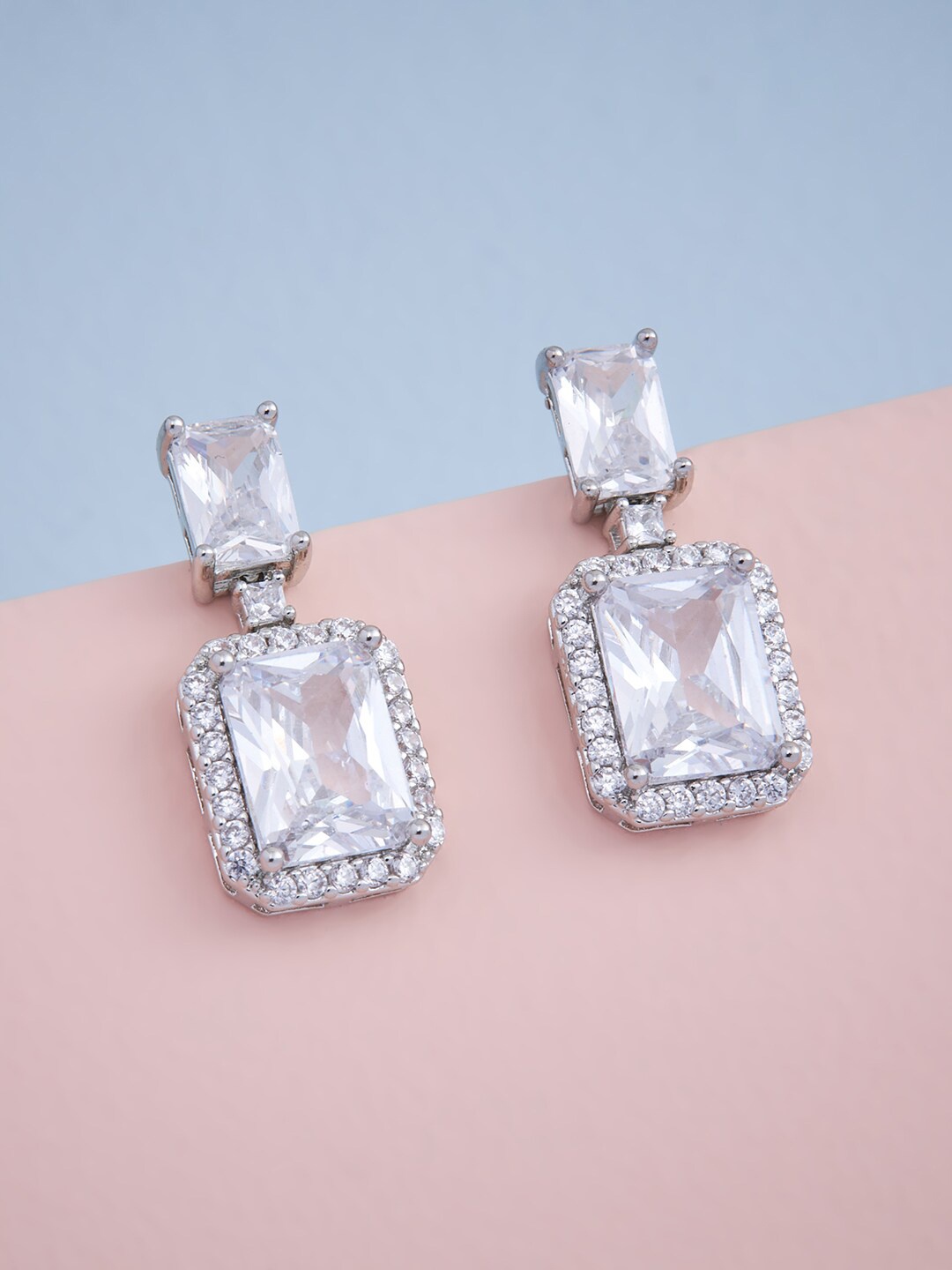 

Kushal's Fashion Jewellery White Square Drop Earrings