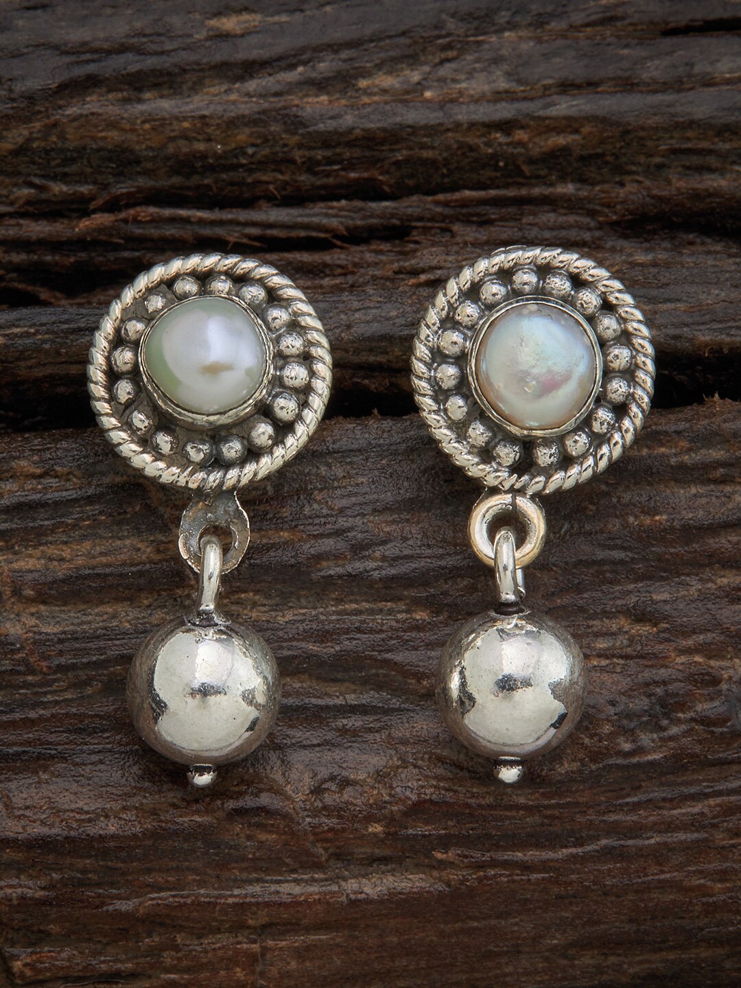 

Kushal's Fashion Jewellery White Gold Plated Circular 92.5 Silver Drop Earrings
