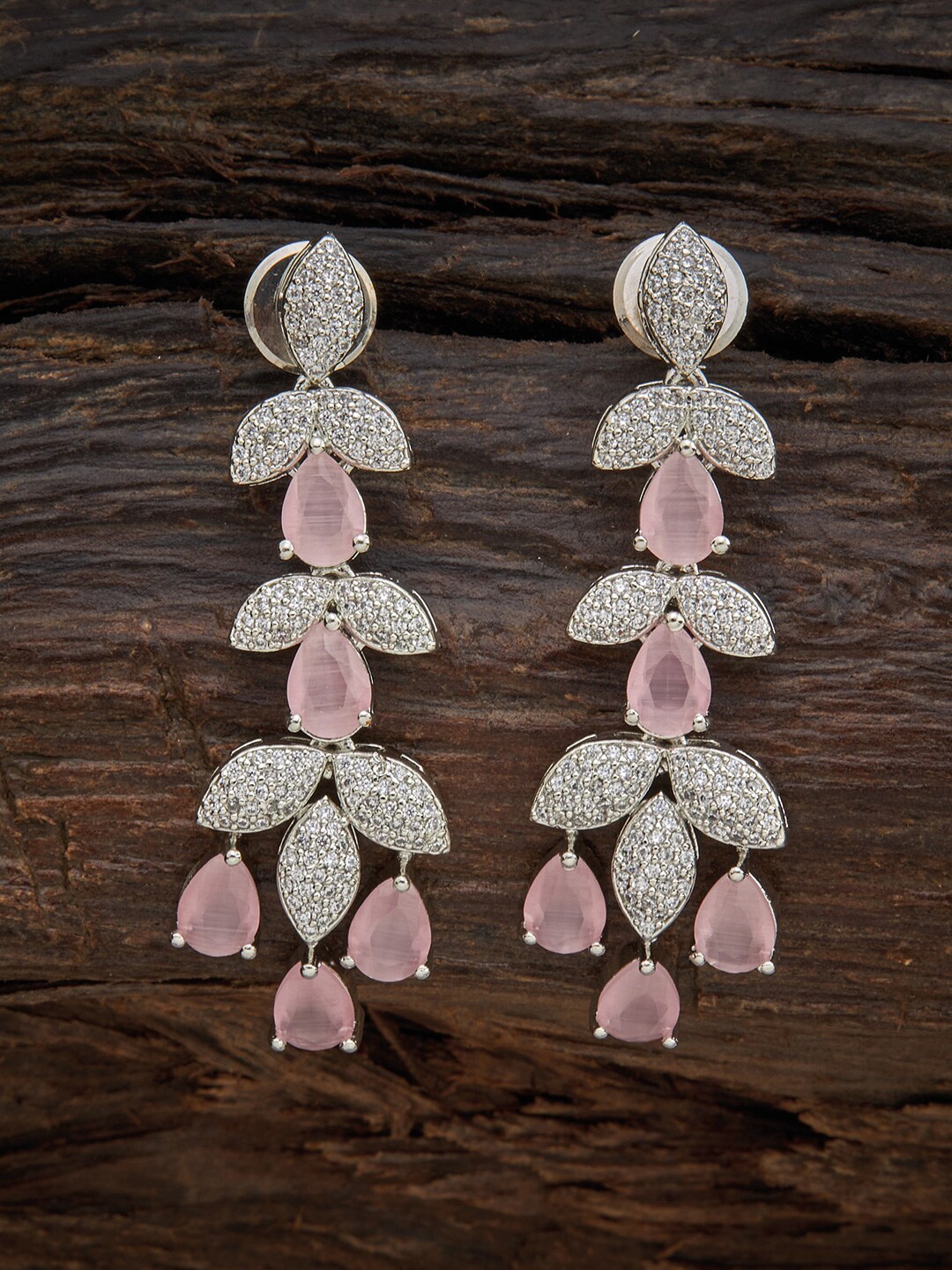 

Kushal's Fashion Jewellery Pink Leaf Shaped Ear Cuff Earrings