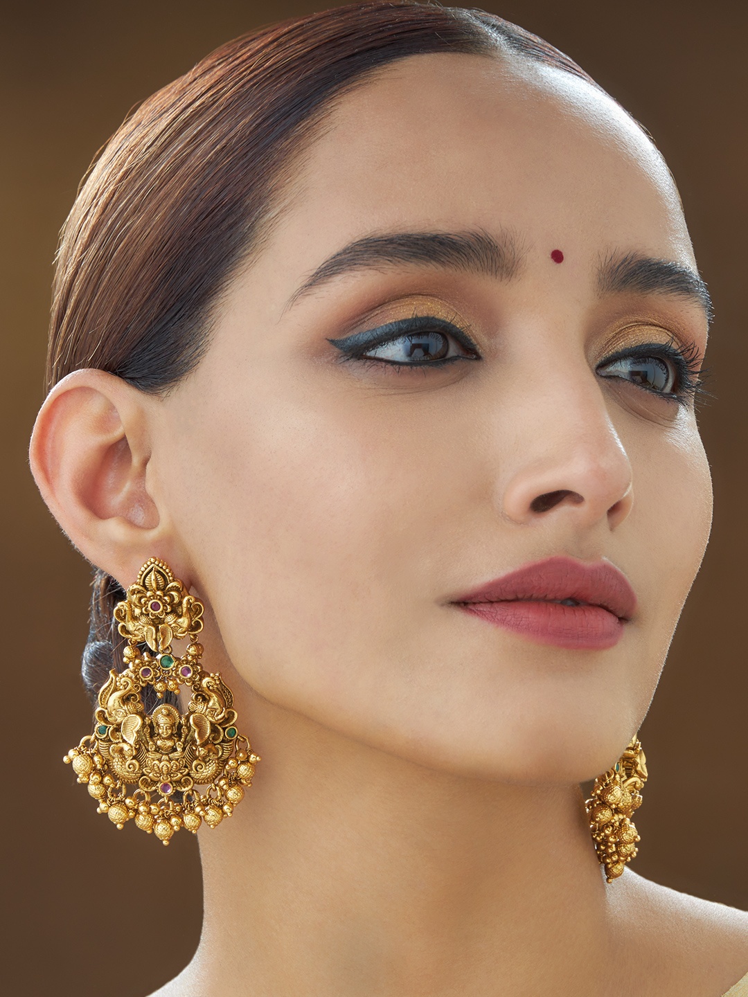 

Kushal's Fashion Jewellery Red Floral Jhumkas Earrings