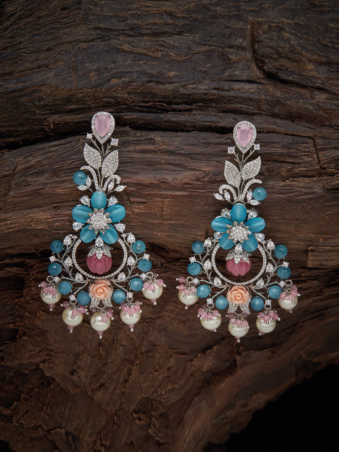 

Kushal's Fashion Jewellery Pink Floral Drop Earrings