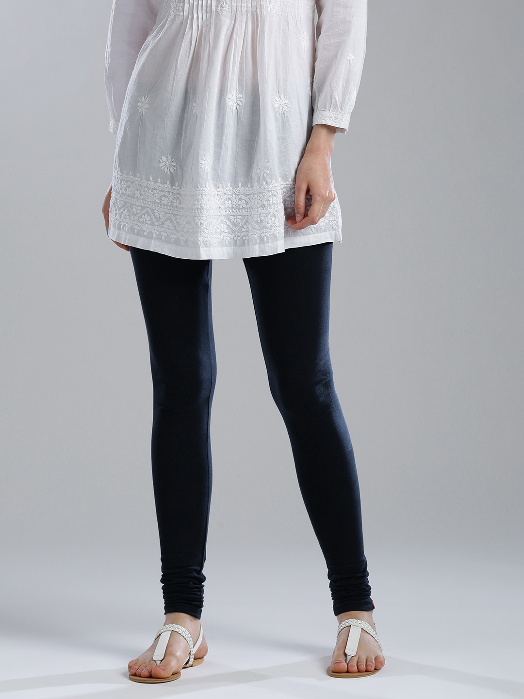 

W Navy Churidar Leggings, Navy blue