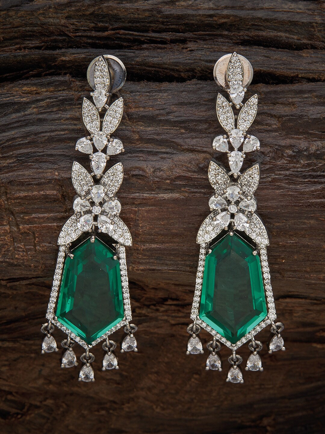 

Kushal's Fashion Jewellery Green Floral Drop Earrings
