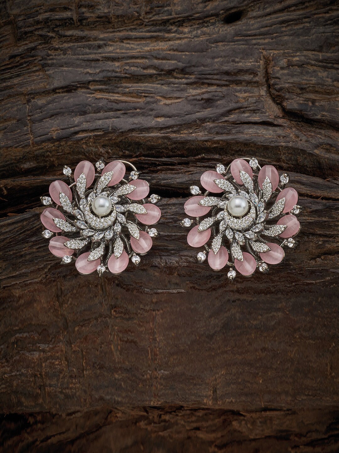 

Kushal's Fashion Jewellery Pink Floral Studs Earrings