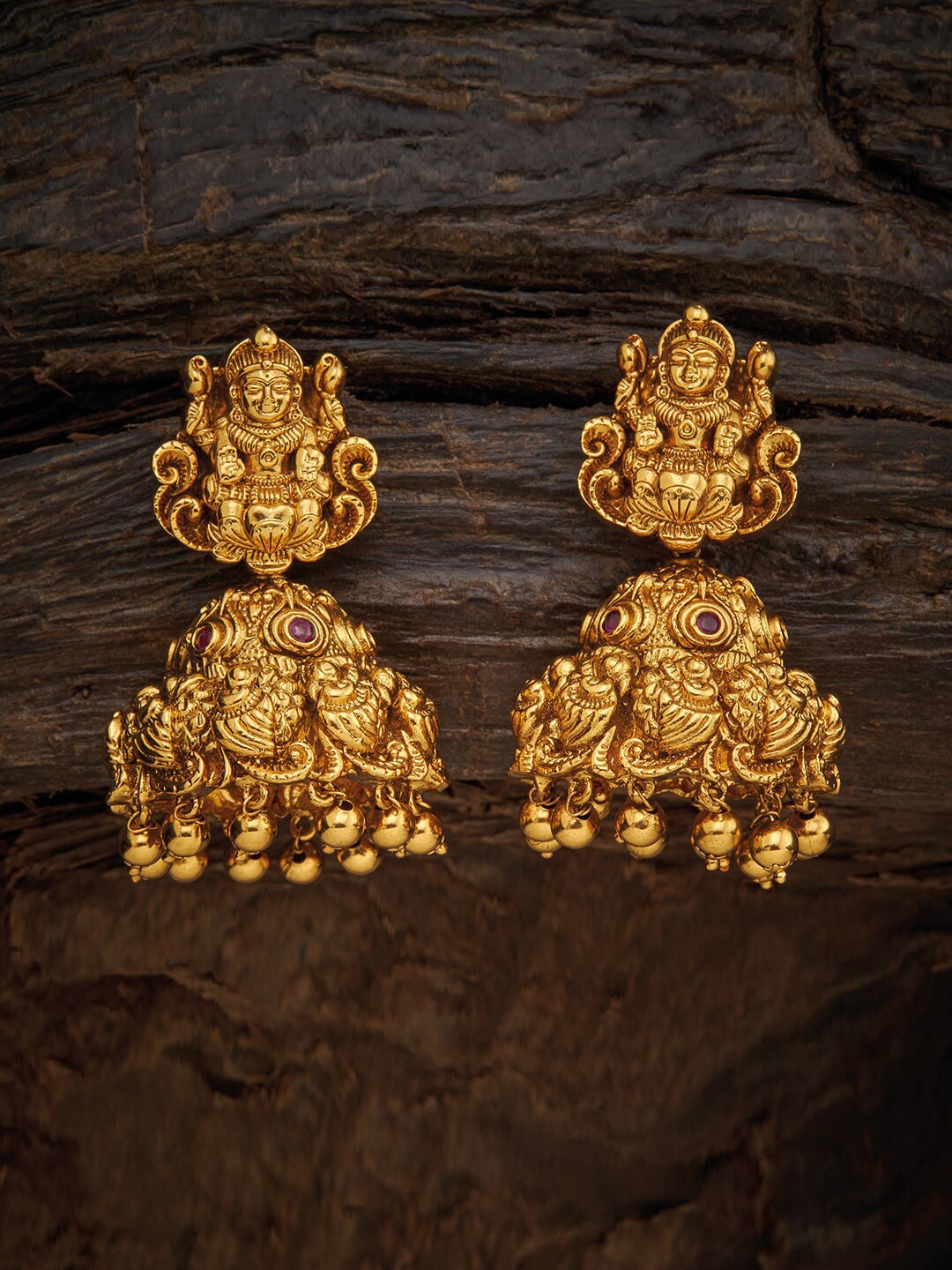 

Kushal's Fashion Jewellery Red Classic Jhumkas Earrings