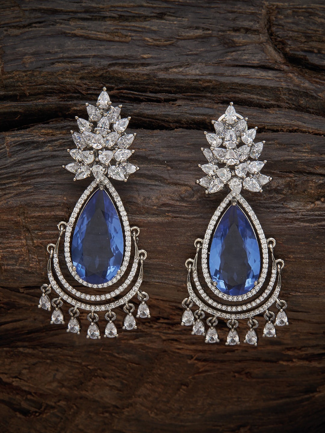 

Kushal's Fashion Jewellery Blue Teardrop Shaped Studs Earrings