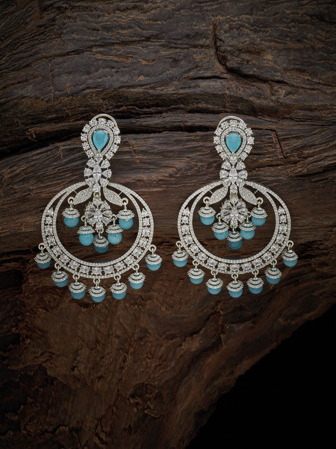 

Kushal's Fashion Jewellery Sea Green Crescent Shaped Chandbalis Earrings