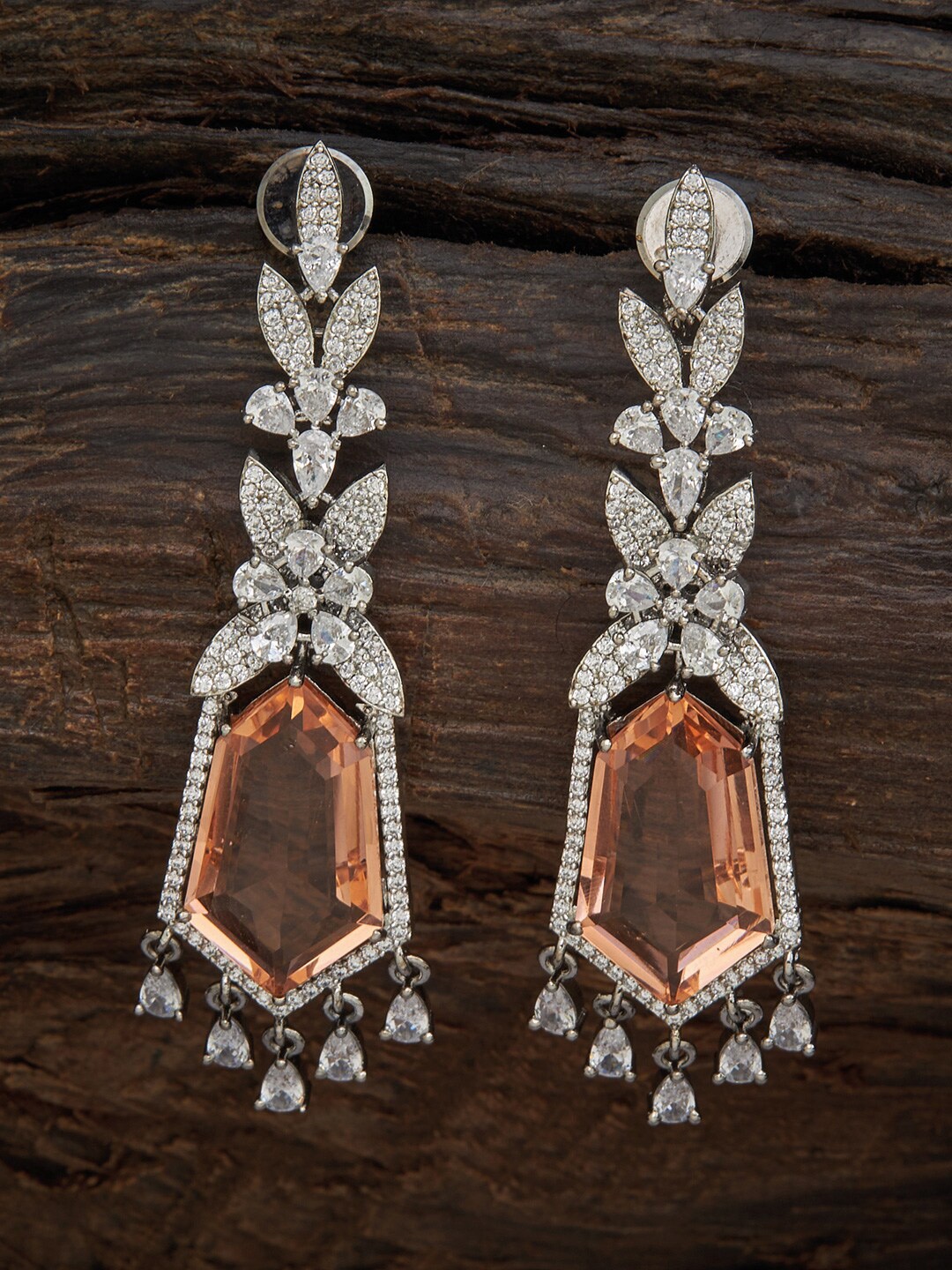 

Kushal's Fashion Jewellery Peach-Coloured Floral Drop Earrings