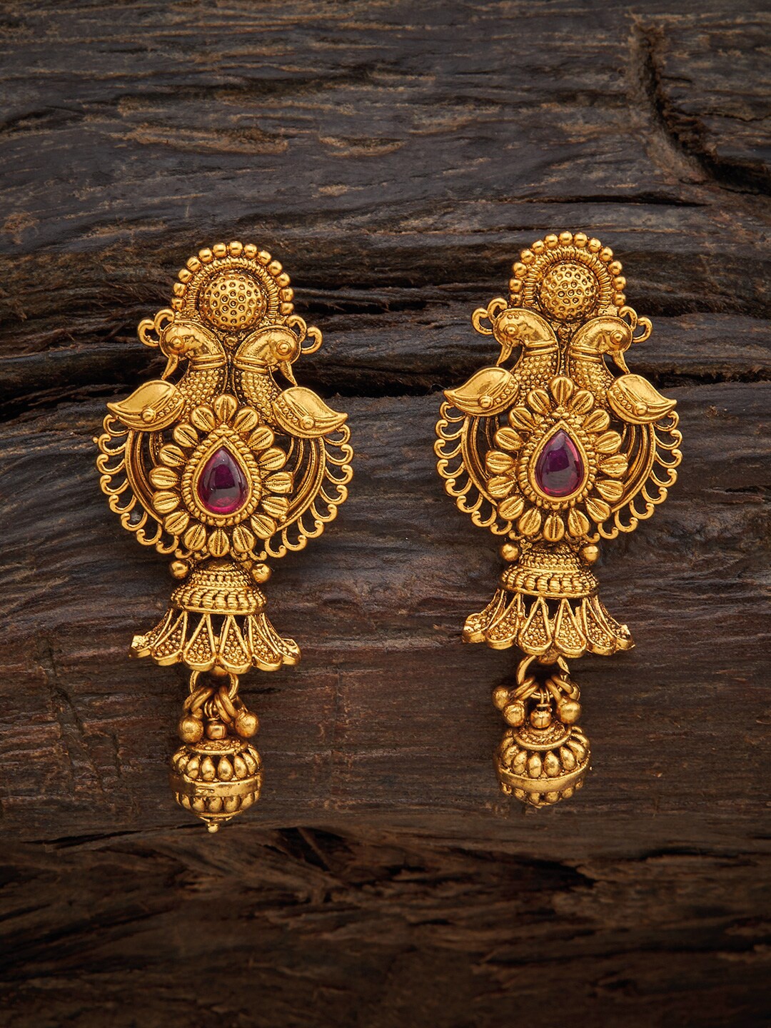 

Kushal's Fashion Jewellery Red Classic Jhumkas Earrings