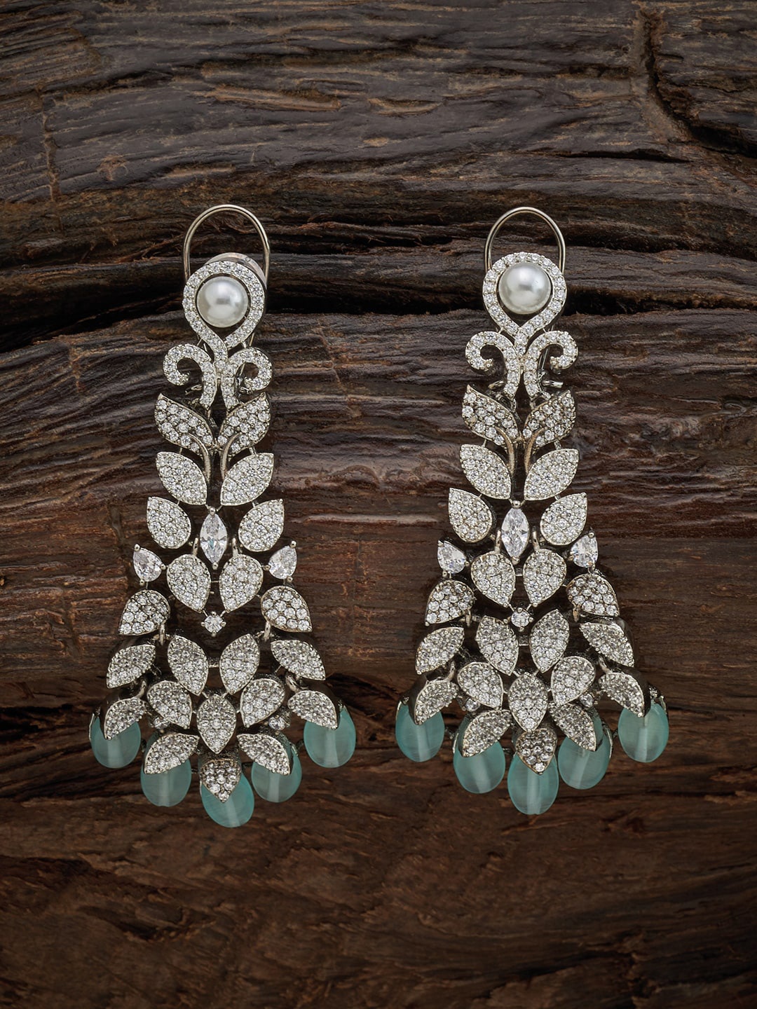 

Kushal's Fashion Jewellery Sea Green Floral Drop Earrings