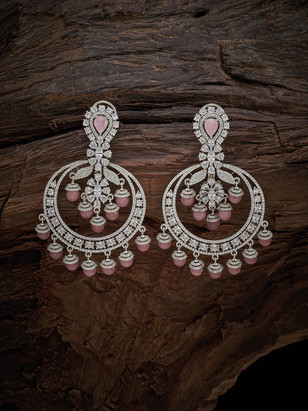 

Kushal's Fashion Jewellery Pink Crescent Shaped Chandbalis Earrings