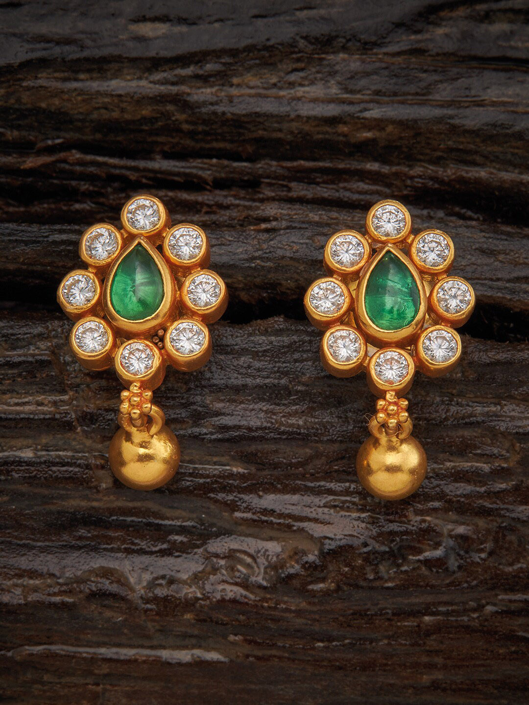 

Kushals Fashion Jewellery 92.5 Silver Green Floral Studs Earrings