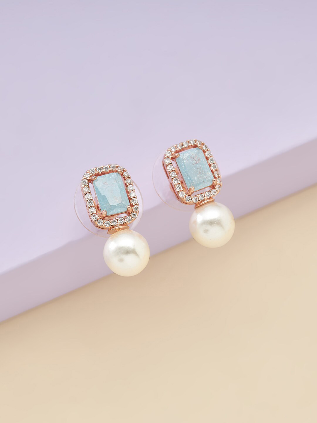 

Kushal's Fashion Jewellery Sea Green Spherical Studs Earrings