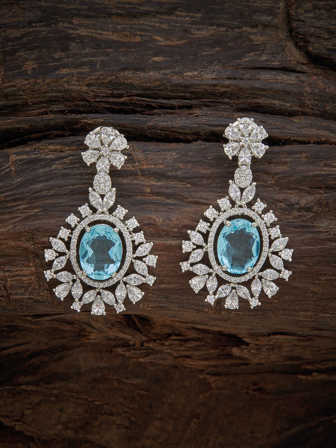 

Kushal's Fashion Jewellery Sea Green Floral Drop Earrings