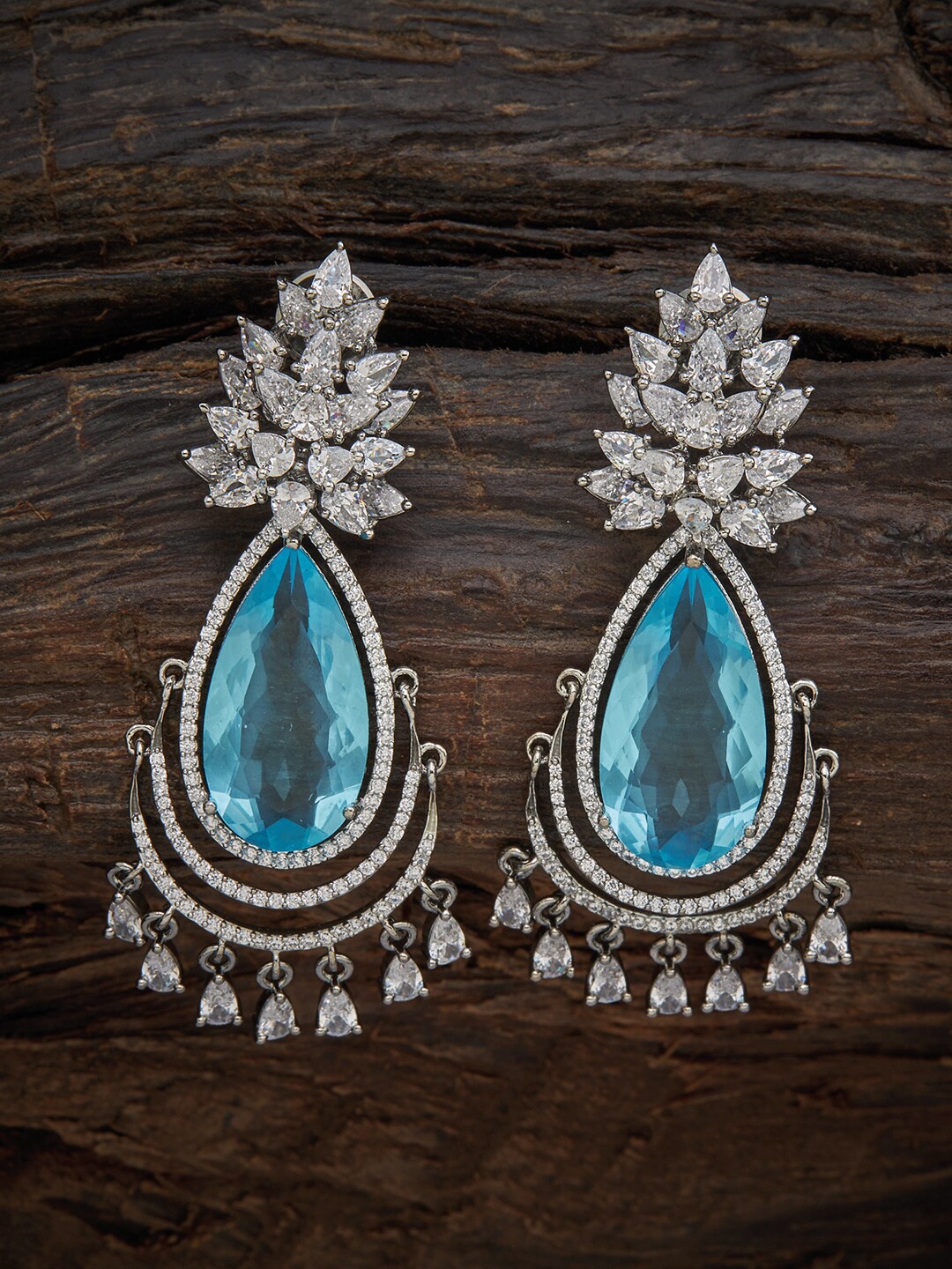 

Kushal's Fashion Jewellery Sea Green Teardrop Shaped Drop Earrings